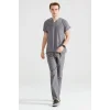 Dark Gray Monochrome Lycra Fabric Surgical Set V-neck Uniform