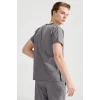 Dark Gray Monochrome Lycra Fabric Surgical Set V-neck Uniform