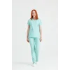 Mint Green Single Color Lycra Fabric Surgical Set V-Neck Uniform