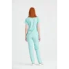 Mint Green Single Color Lycra Fabric Surgical Set V-Neck Uniform