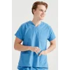 Parliament Blue Single Color Lycra Surgical Set V-Neck Uniform