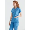 Parliament Blue Single Color Lycra Surgical Set V-Neck Uniform