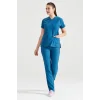 Petrol Blue Monochrome Lycra Fabric Surgical Suit V Neck Uniform
