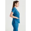 Petrol Blue Monochrome Lycra Fabric Surgical Suit V Neck Uniform
