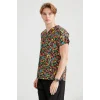Colorful Skull Patterned Lycra Fabric Surgical Top V Neck Form