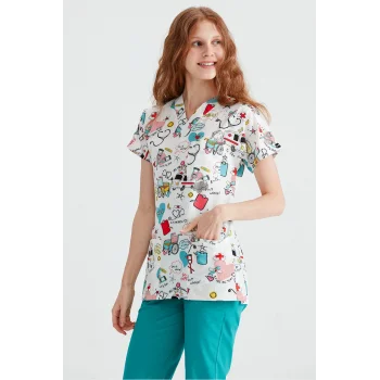 Womens White Patterned Lycra One-Piece Top