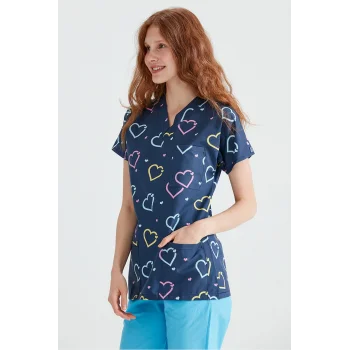 Colorful Square Patterned Set Terikoton Thin Fabric Dr. Greys Cut Uniform