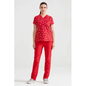 Red Atatürk Signature Patterned Set Terikoton Thin Fabric Cut Form