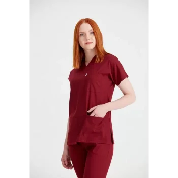 Bordo Renk Tek Üst Likralı Kumaş Dr Greys Kesim