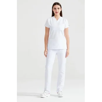 Beyaz Renkli Cerrahi Takım Alpaka Kalın Kumaş Dr. Greys Kesim Forma