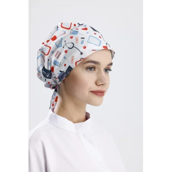 Beyaz Stetoskop Desenli Cerrahi Bone