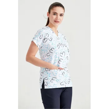 Büyük Kalp Desenli Tek Üst Terikoton İnce Kumaş Forma
