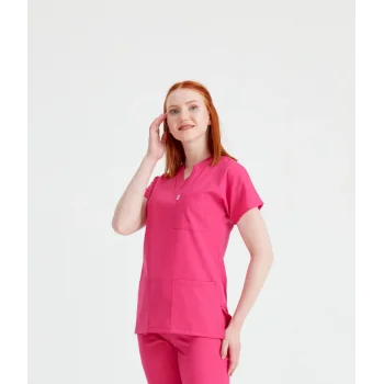 Fuşya Renk Tek Üst Likra Kumaş Dr Greys Kesim