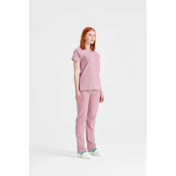 Pink Dry Monochrome Lycra Surgical Set V Neck Uniform