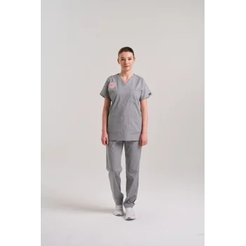 Teknik Hizmetler Forması Scrubs Likralı Takım Sağlık Bakanlığı Uyumlu-Neutral Gray