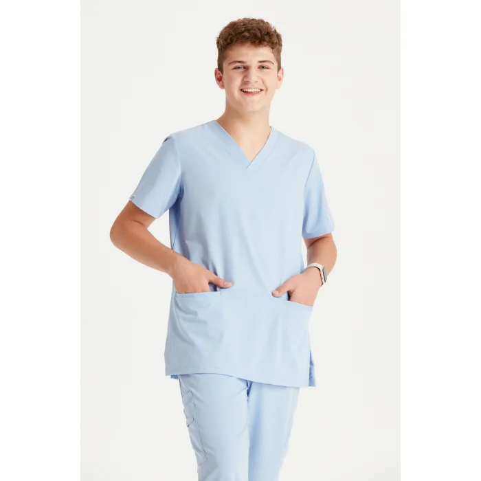 Bebe Mavisi Renkli Cerrahi Takım Liza Likralı V Yaka Forma