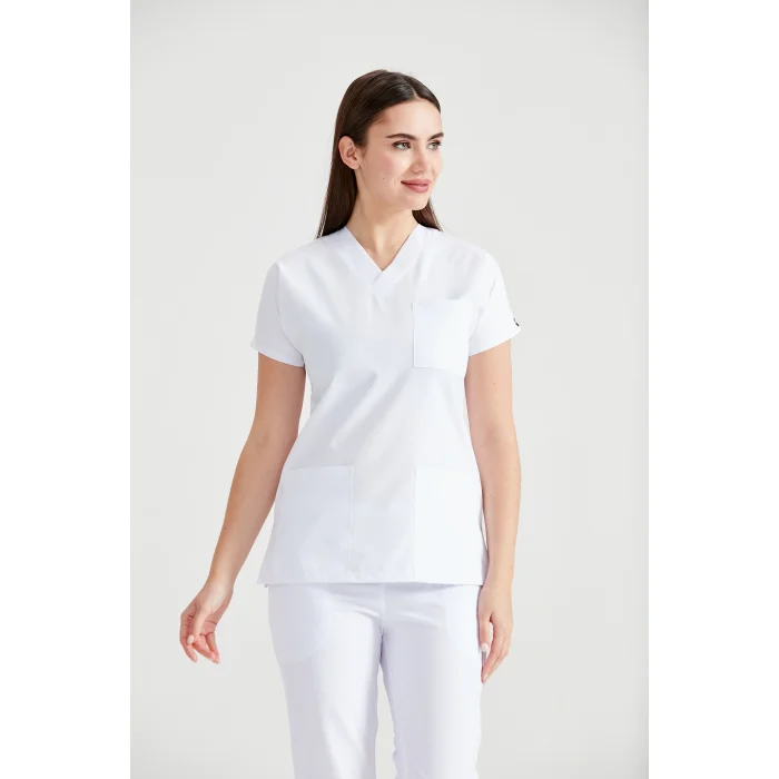 Beyaz Renk Tek Üst Forma Alpaka Kumaş Dr Greys Kesim