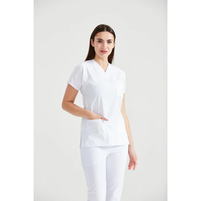 Beyaz Renk Tek Üst Forma Alpaka Kumaş Dr Greys Kesim