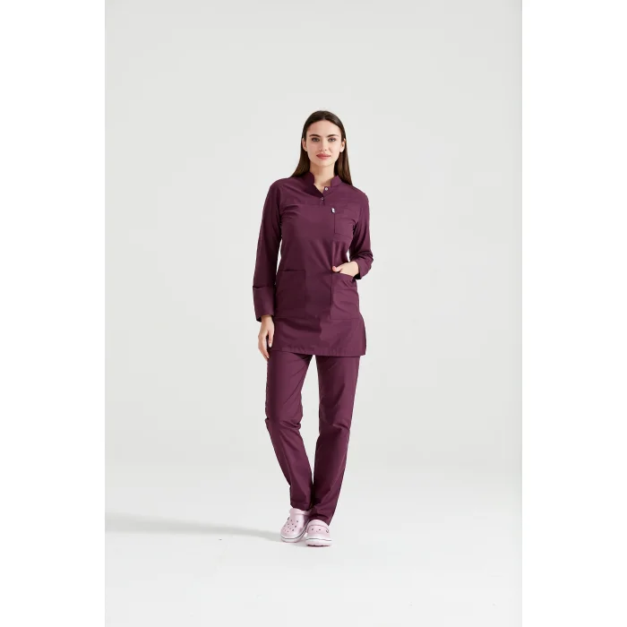 Mürdüm Cerrahi Tesettür Takım Likra Kumaş Hakim Yaka Forma