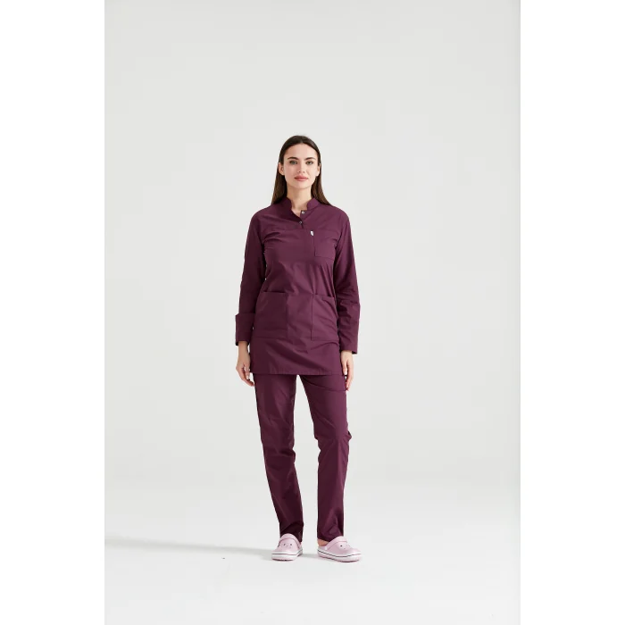 Mürdüm Cerrahi Tesettür Takım Likra Kumaş Hakim Yaka Forma