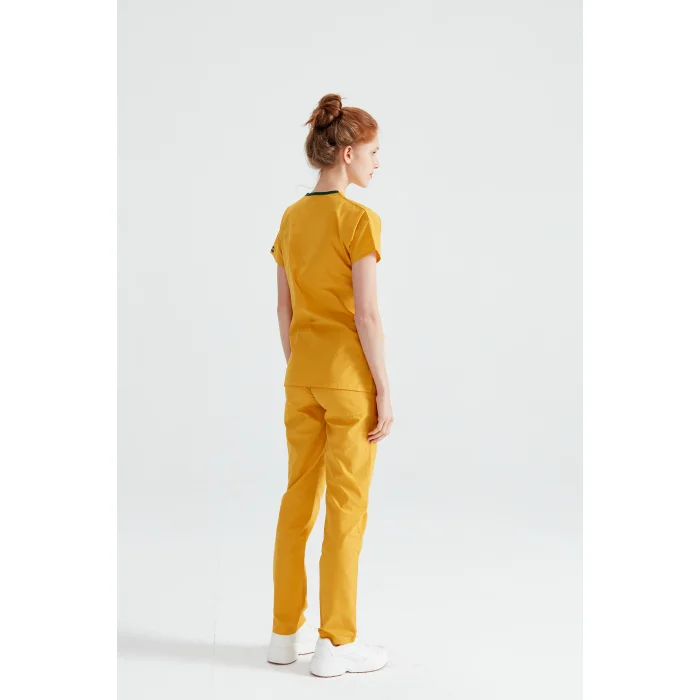 Sarı Renkli Terikoton Cerrahi Forma Takımı İnce Kumaş Dr. Greys Kesim