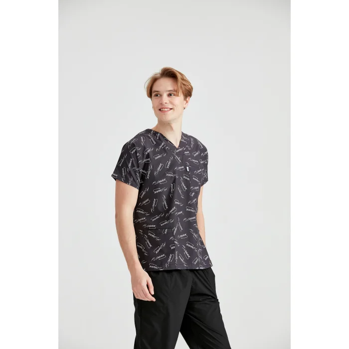 Siyah Atatürk İmzalı Terikoton Cerrahi Forma Takımı İnce Kumaş Dr. Greys Kesim