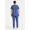 Gece Mavi Renkli Cerrahi Takım Liza Likralı V Yaka Forma