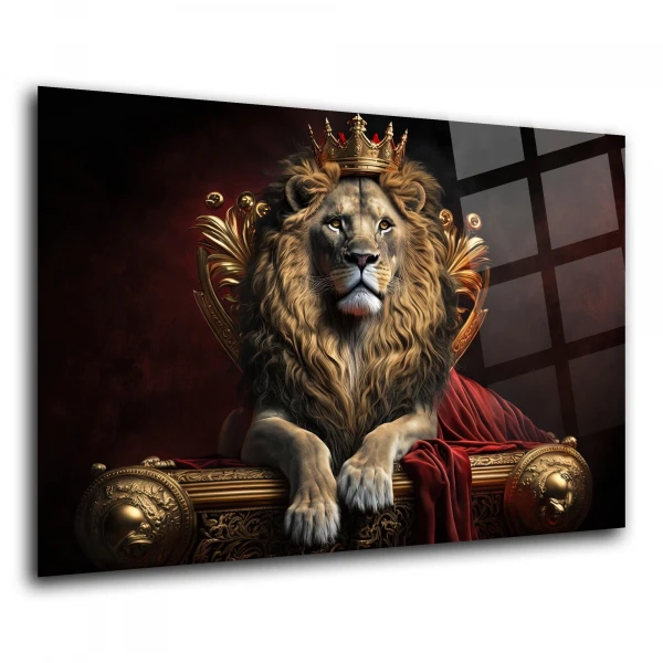 Aslan Cam Tablo – Gücün ve Asaletin Simgesi!
