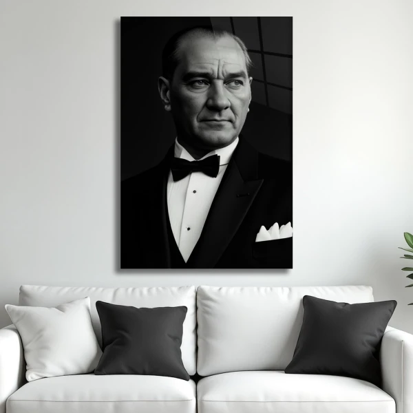 Atatürk Portre Cam Tablo - Dekoratif Modern Tasarım
