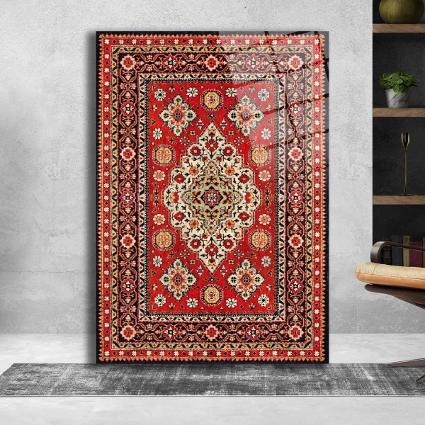 Eski Kırmızı Halı Cam Tablo