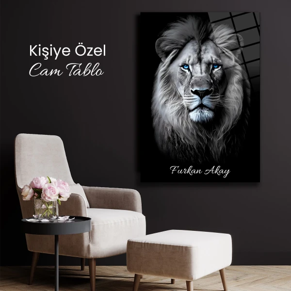 Mavi Gözlü Arslan Cam Tablo