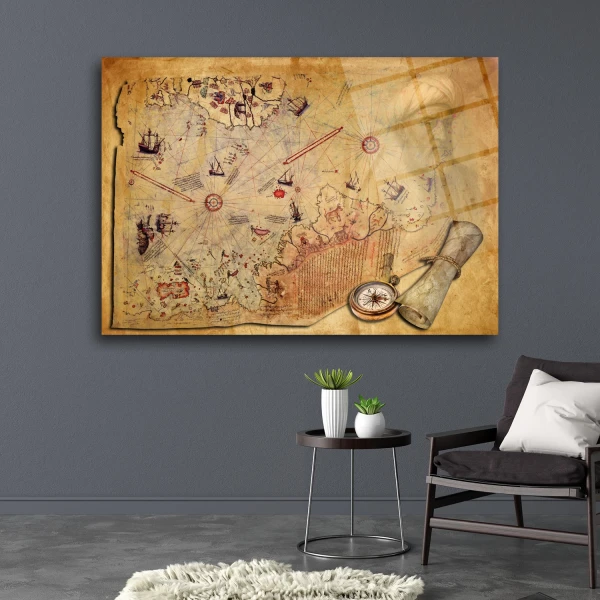 Piri Reis Haritası Cam Tablo