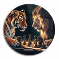 Arslan ve Kaplan Satranç Cam Tablo
