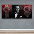 Okullar İçin Atatürk Köşesi 3’lü Set Cam Tablo