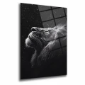 Siyah Beyaz Arslan Portresi Cam Tablo