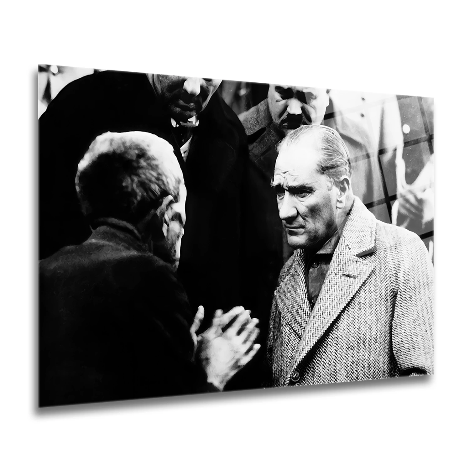 Atatürk Köylüyü Dinlerken Cam Tablo