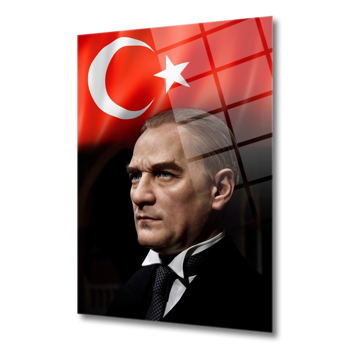 Atatürk & Türk Bayrağı Cam Tablo