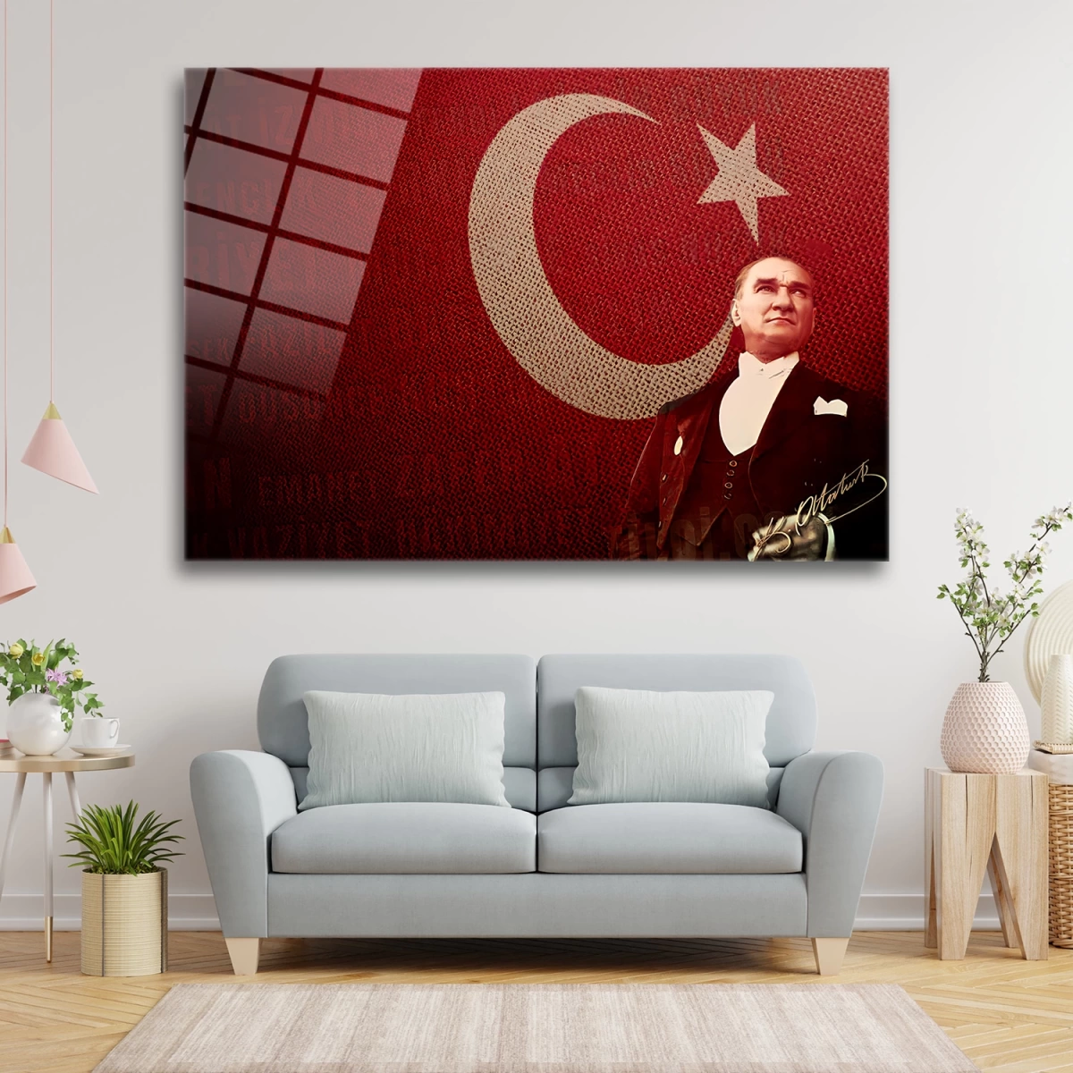 Atatürk & Türk Bayrağı Cam Tablo