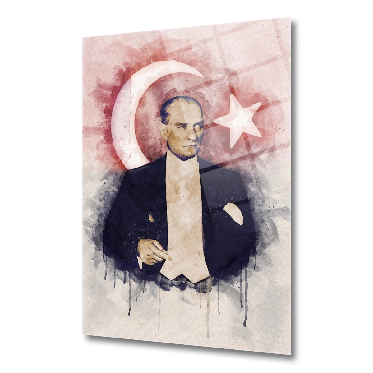 Sulu Boya Atatürk Cam Tablo