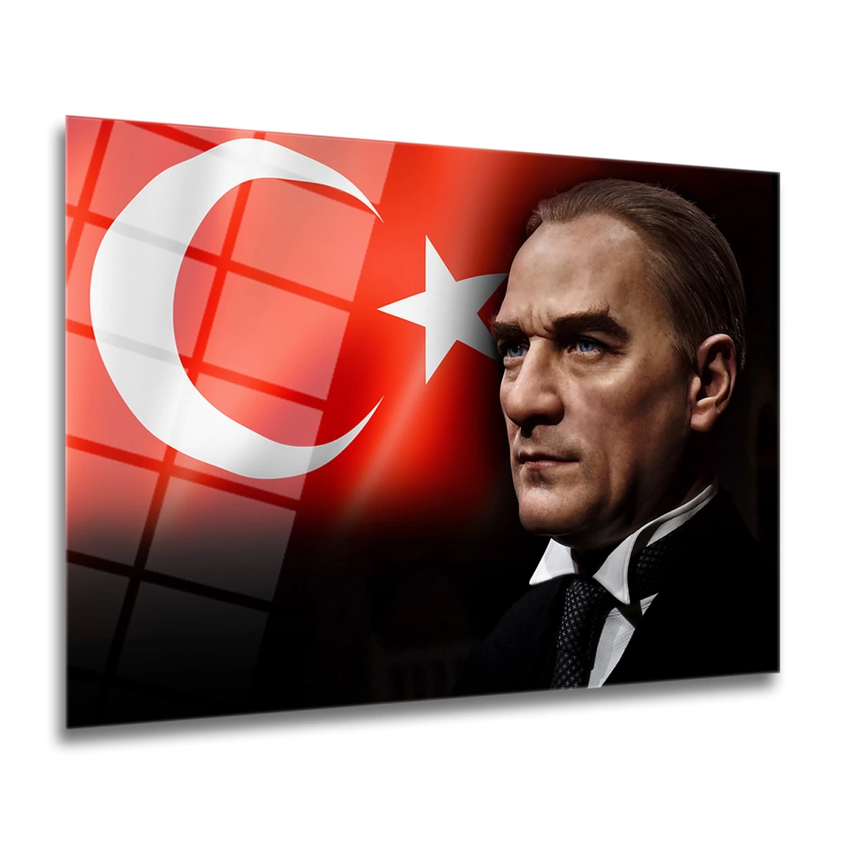 Türk Bayrağı & Atatürk Cam Tablo