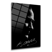Atatürk & İmzası Cam Tablo