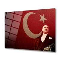 Atatürk & Türk Bayrağı Cam Tablo