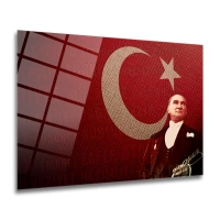 Atatürk & Türk Bayrağı Cam Tablo