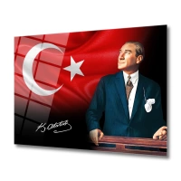 Atatürk & Türk Bayrağı Cam Tablo