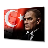 Türk Bayrağı & Atatürk Cam Tablo