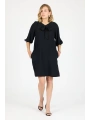 5J255503 KREP FULARLI ELBİSE SİYAH