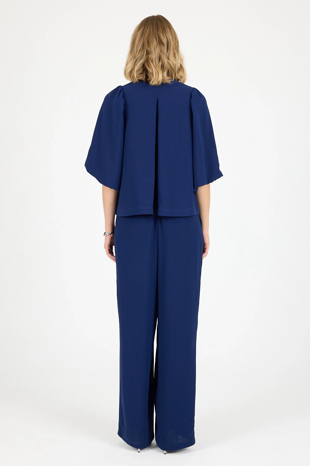 2J252202 KREP BAĞLAMALI CEKET İNDİGO