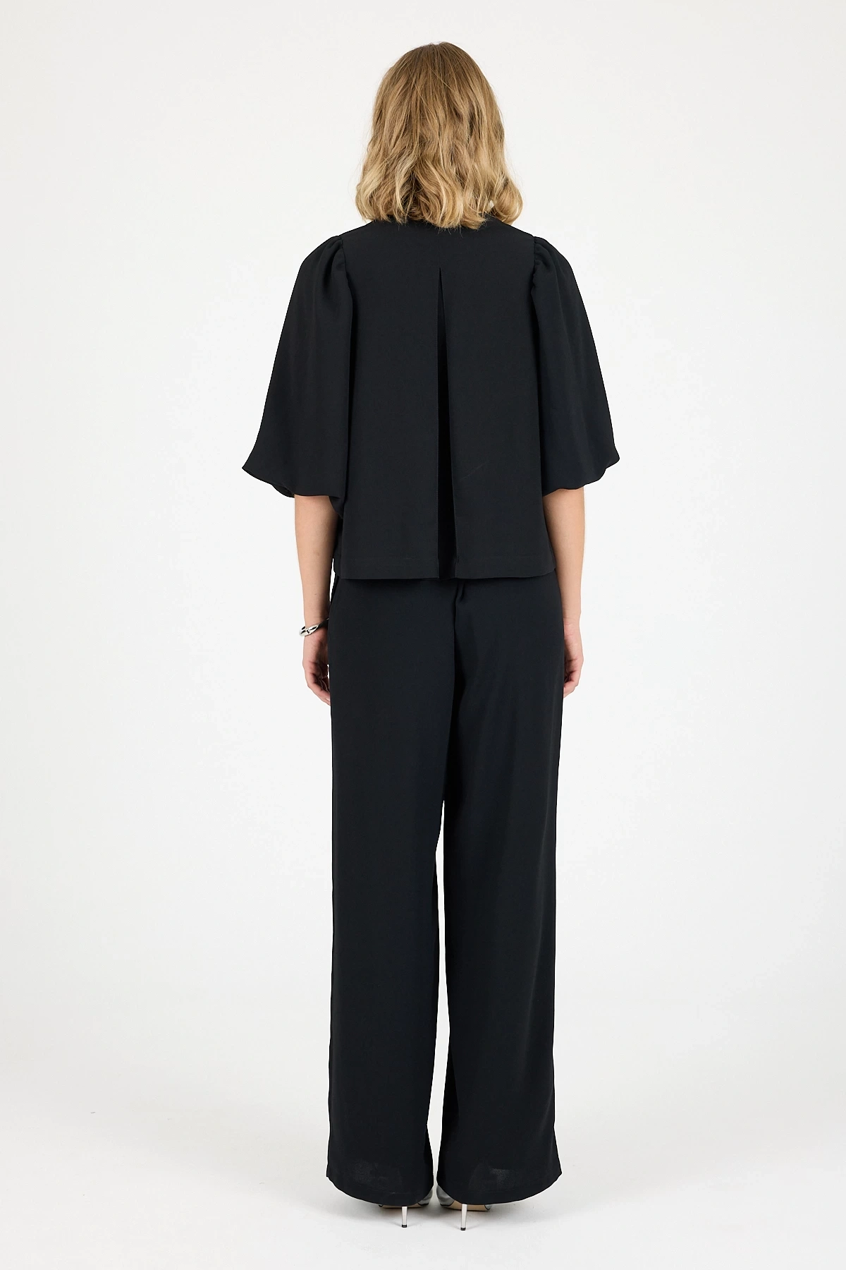 2J252202 KREP BAĞLAMALI CEKET SİYAH