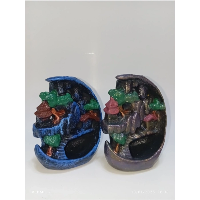 Mini Ay Geri Akış Şelale Tütsülük Buhurdanlık 2 li (10adet tütsü hediyeli)