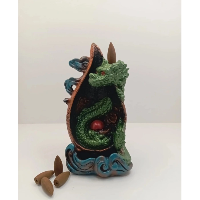 Tedi Sanat Ejderha Geri Akış Şelale ( 10 ADET TÜTSÜ HEDİYELİ ) Tütsülük Buhurdanlık